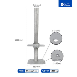 Adjustable scaffold base screw jack - detail view