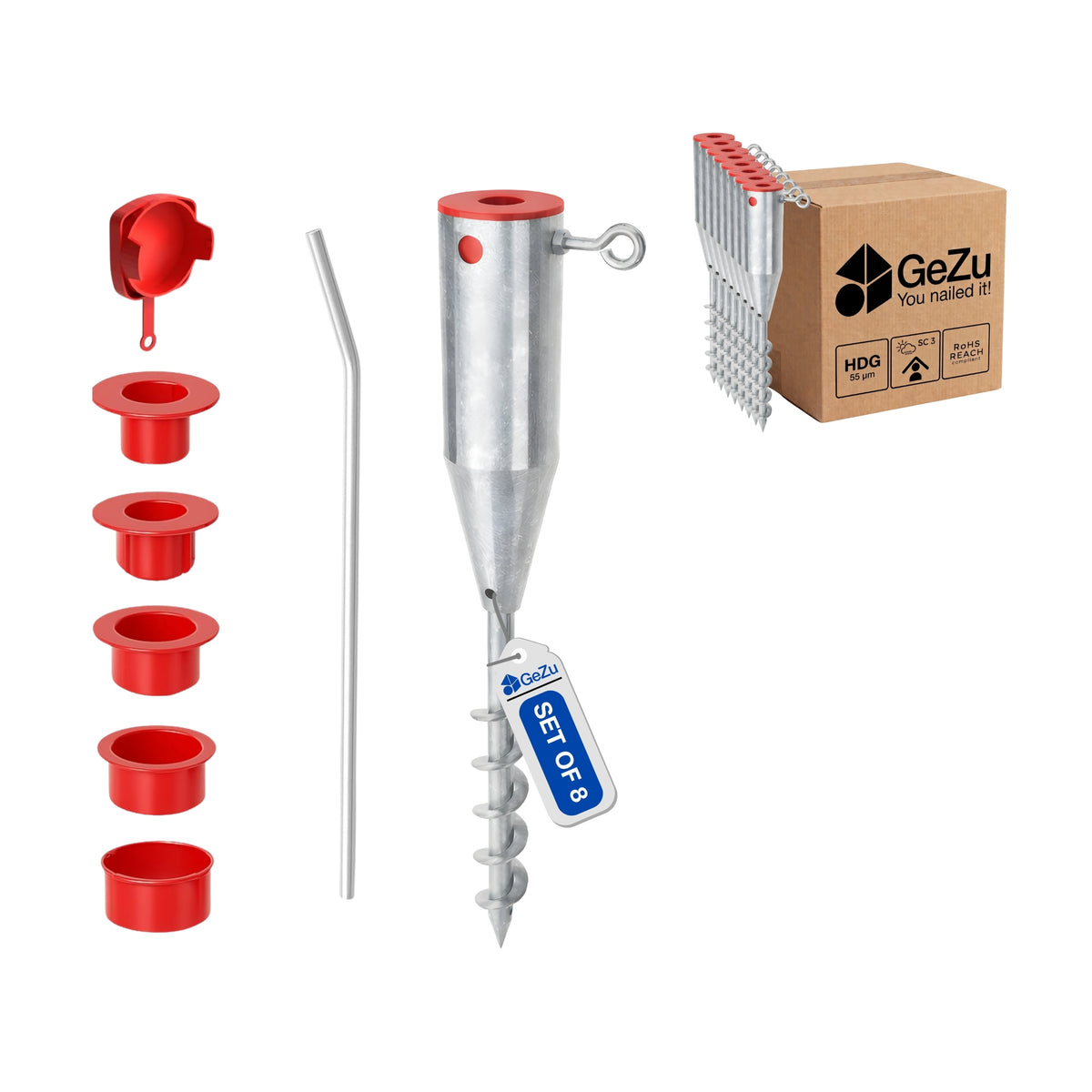 Parasol ground spike - 8-pack - Gezu Impex