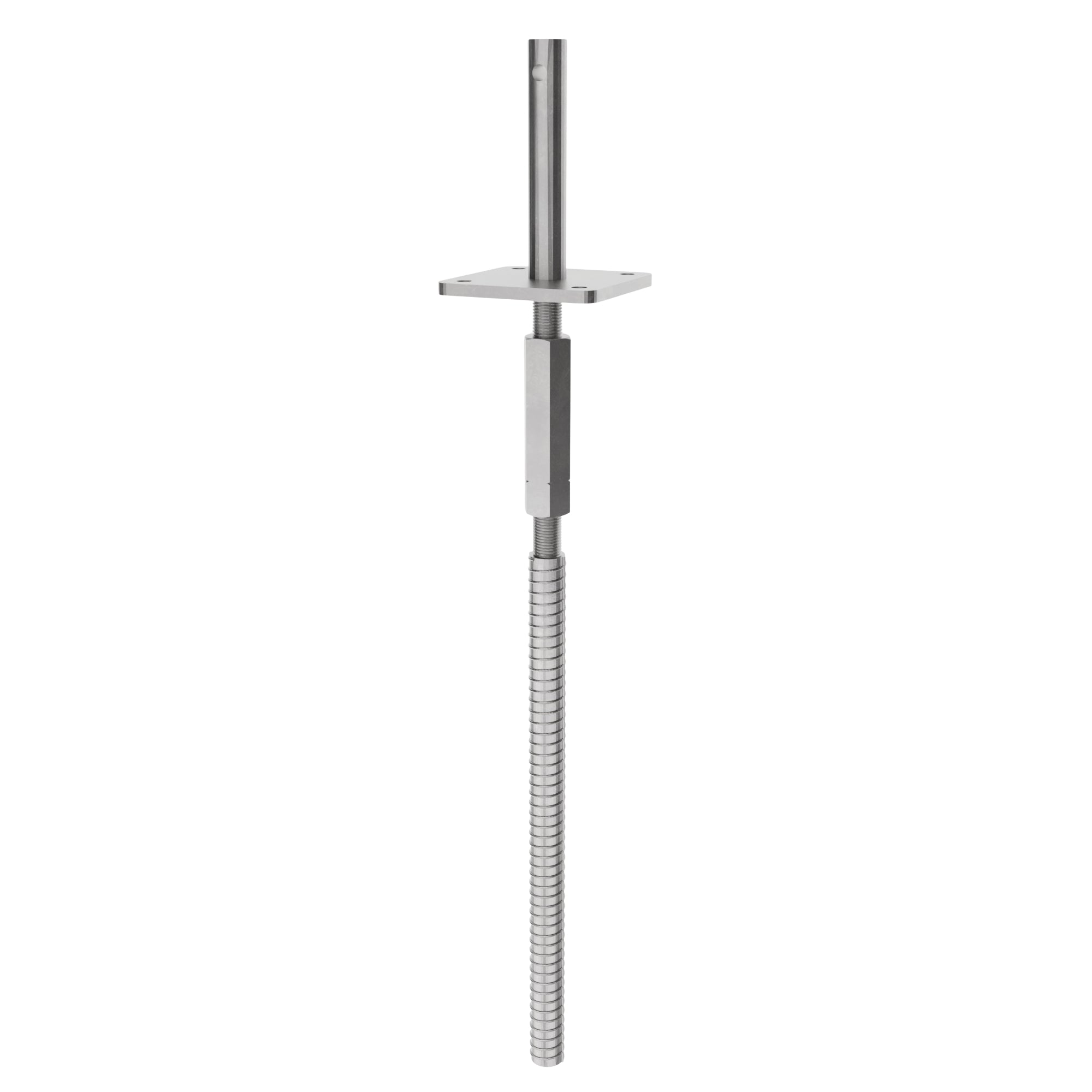 Adjustable post base concrete in with long nut T shape