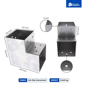 2-way L shape post connector, pergola corner bracket - detail view