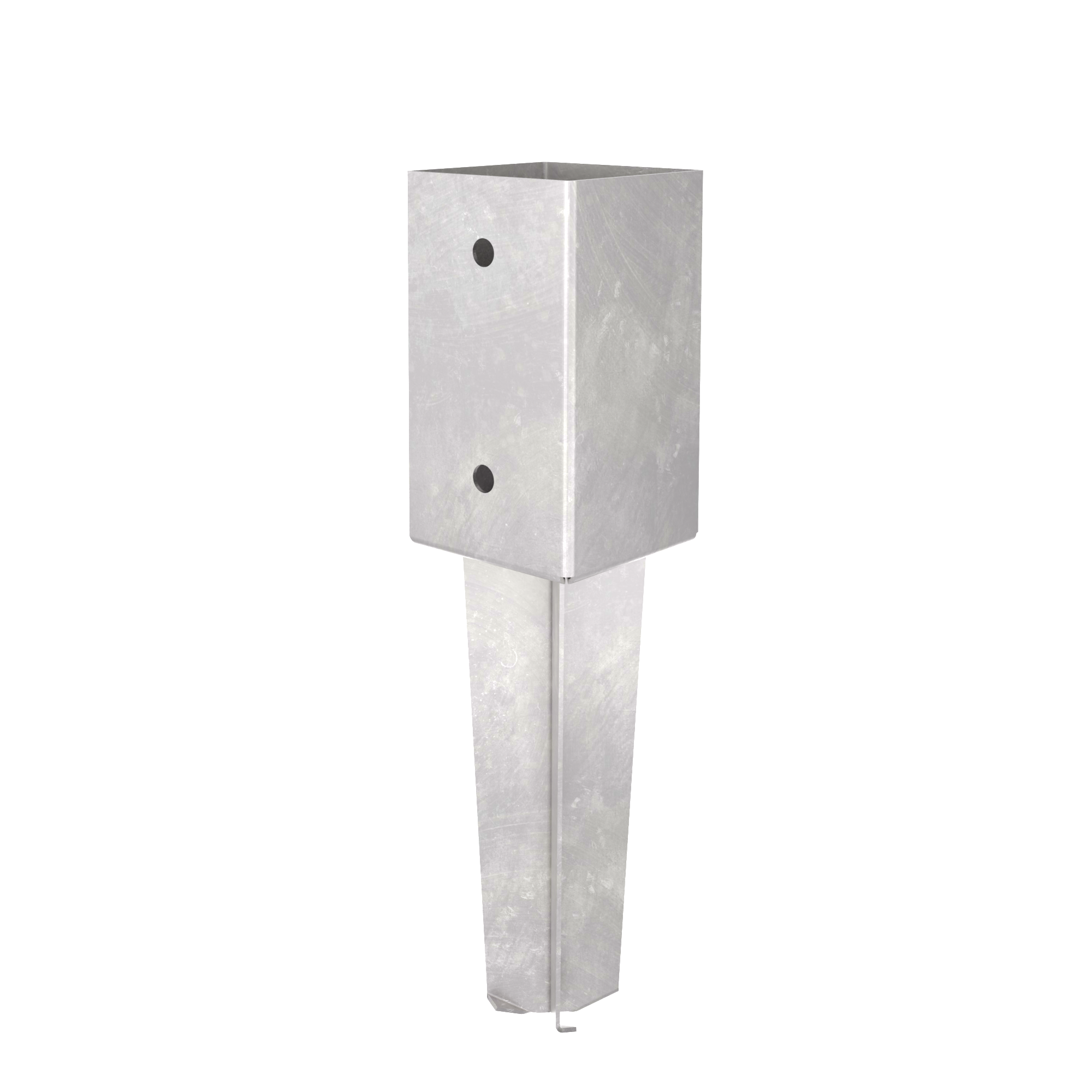 Concrete in post spike support with short fin