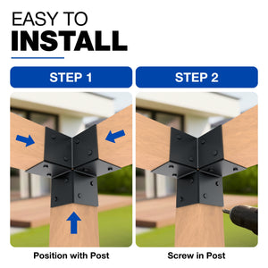 Pergola 3 way corner bracket, open style post connector - detail view 26
