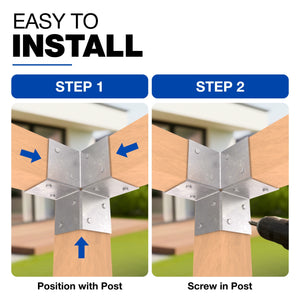 Pergola 3 way corner bracket, open style post connector - detail view 14