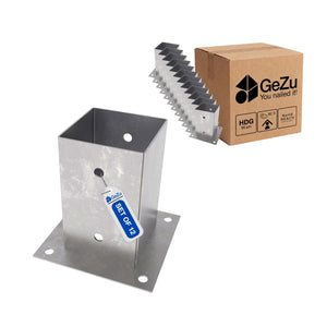 Square bolt down post support - 101 x 101 x 150 mm - Gezu Impex
