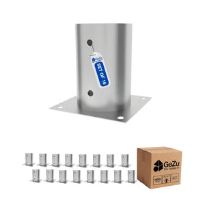 Round bolt-down post support base and post shoe - 101 x 150 mm - Gezu Impex