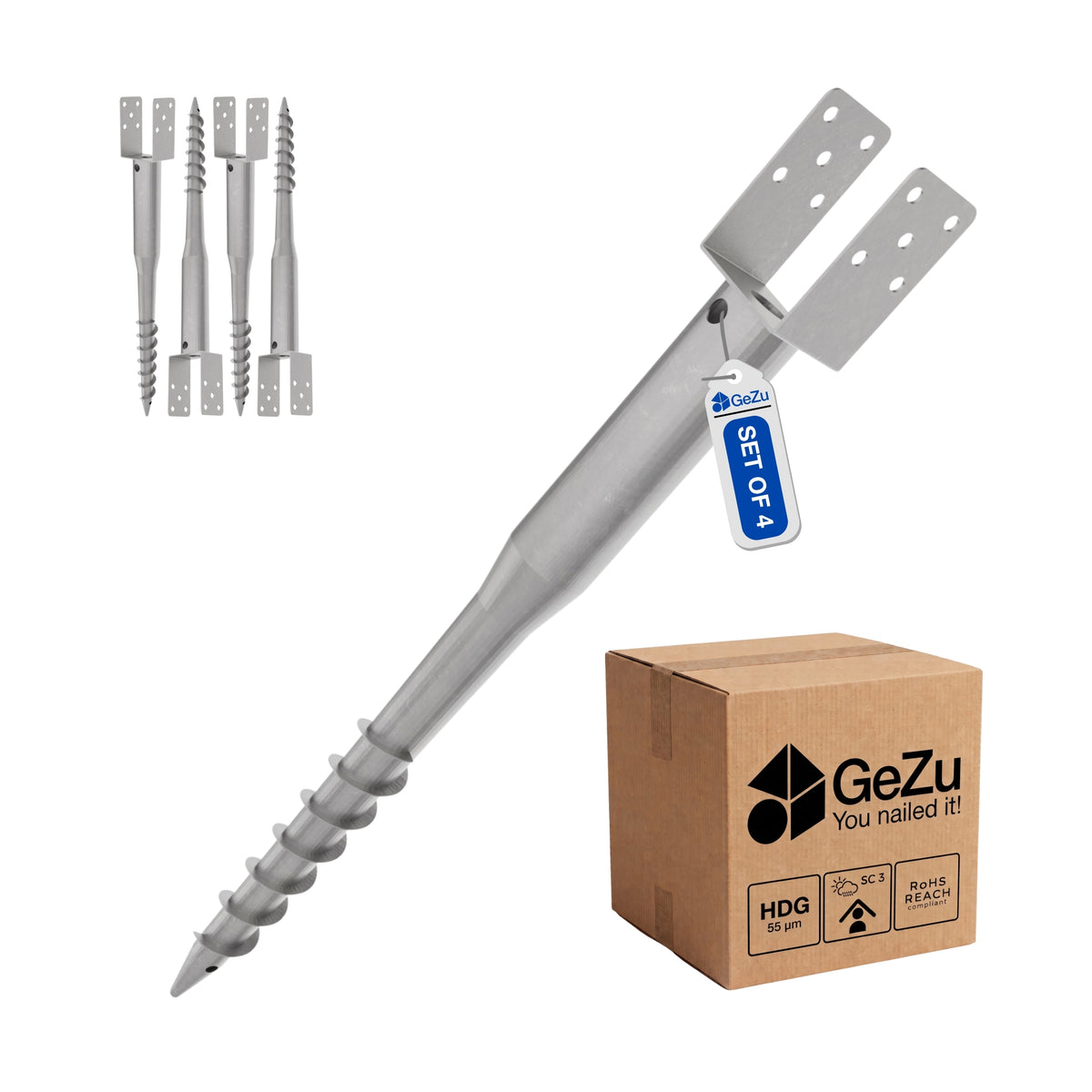Ground screw - 102 x 102 x 865 mm - Gezu Impex