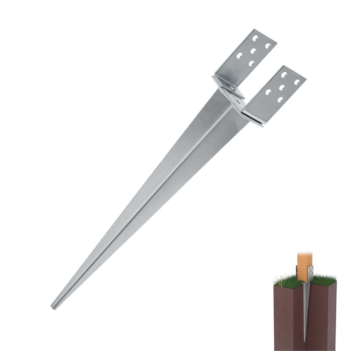 Adjustable-width fence post spike support - 70-140 mm - Gezu Impex