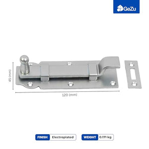Cranked flat bolt door latch - detail view