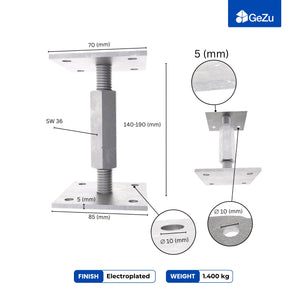 Elevated adjustable bolt-down post base for wooden posts, 70 x 70 mm - product overview 3