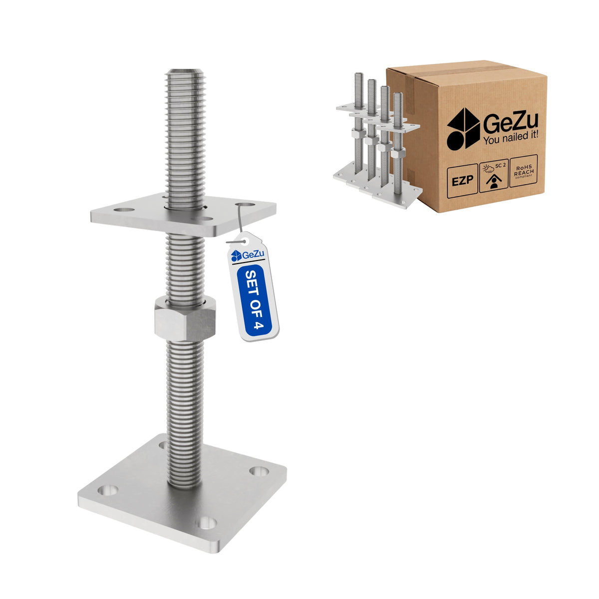 Adjustable height support post - 4-pack - Gezu Impex