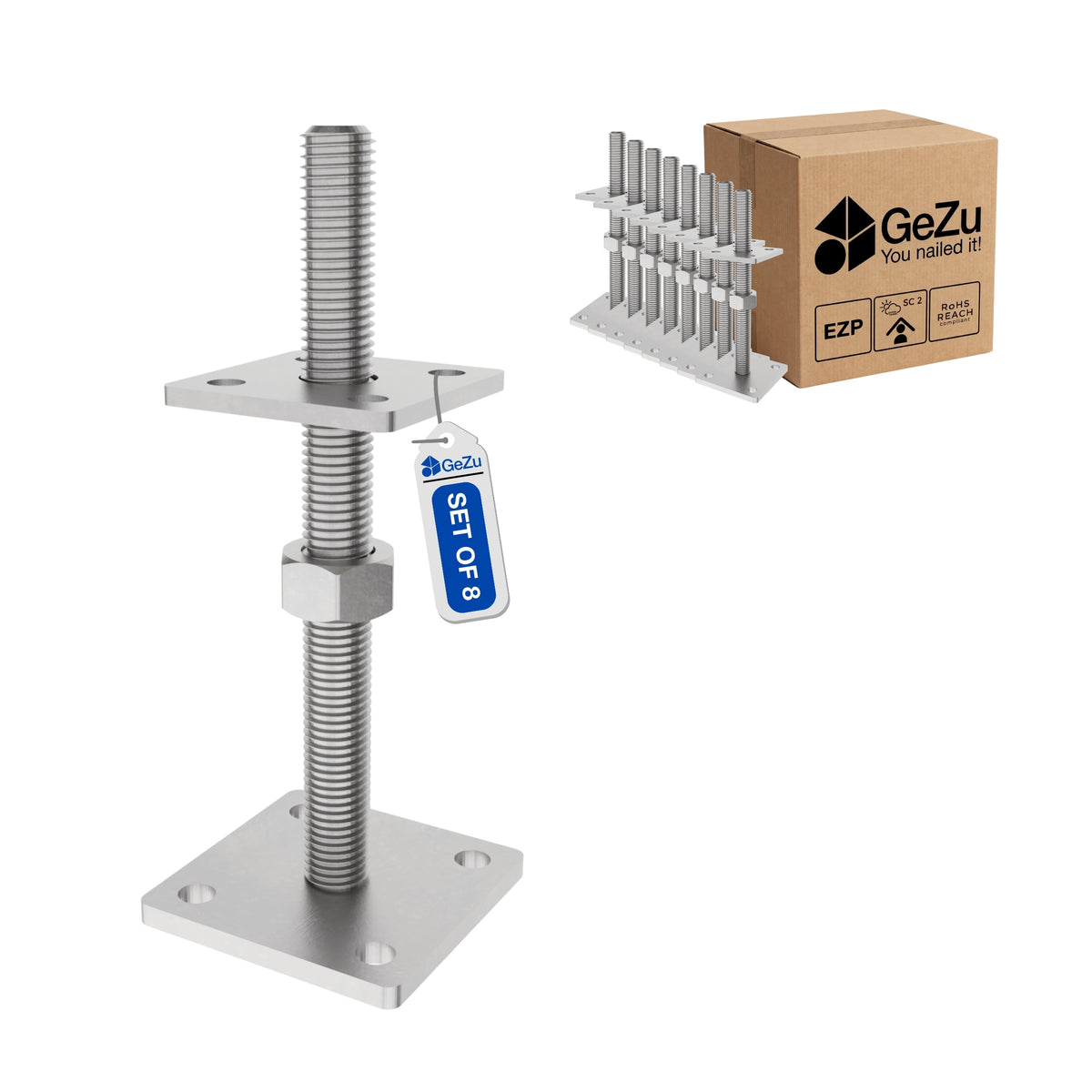 Adjustable height support post - 8-pack - Gezu Impex