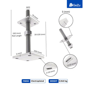 Height adjustable bolt down post support, hot dip galvanised - detail view 6