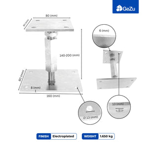 Bolt Down Elevated Adjustable Post Base With Nut - detail view 3