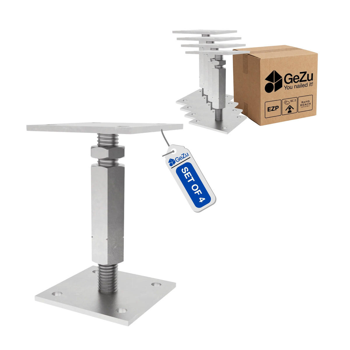 Adjustable post base - 100 x 100 mm - Gezu Impex