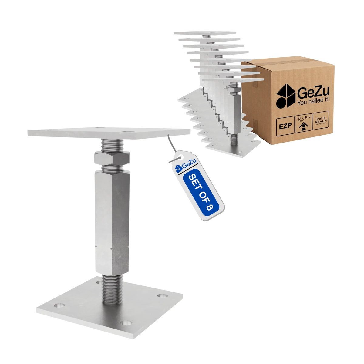 Adjustable post base - 100 x 100 mm - Gezu Impex