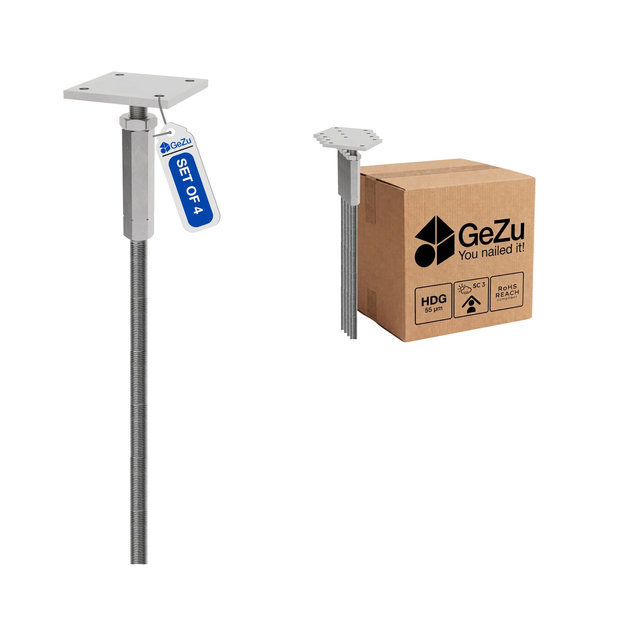 Concrete in adjustable post base - 80 x 80 mm - Gezu Impex