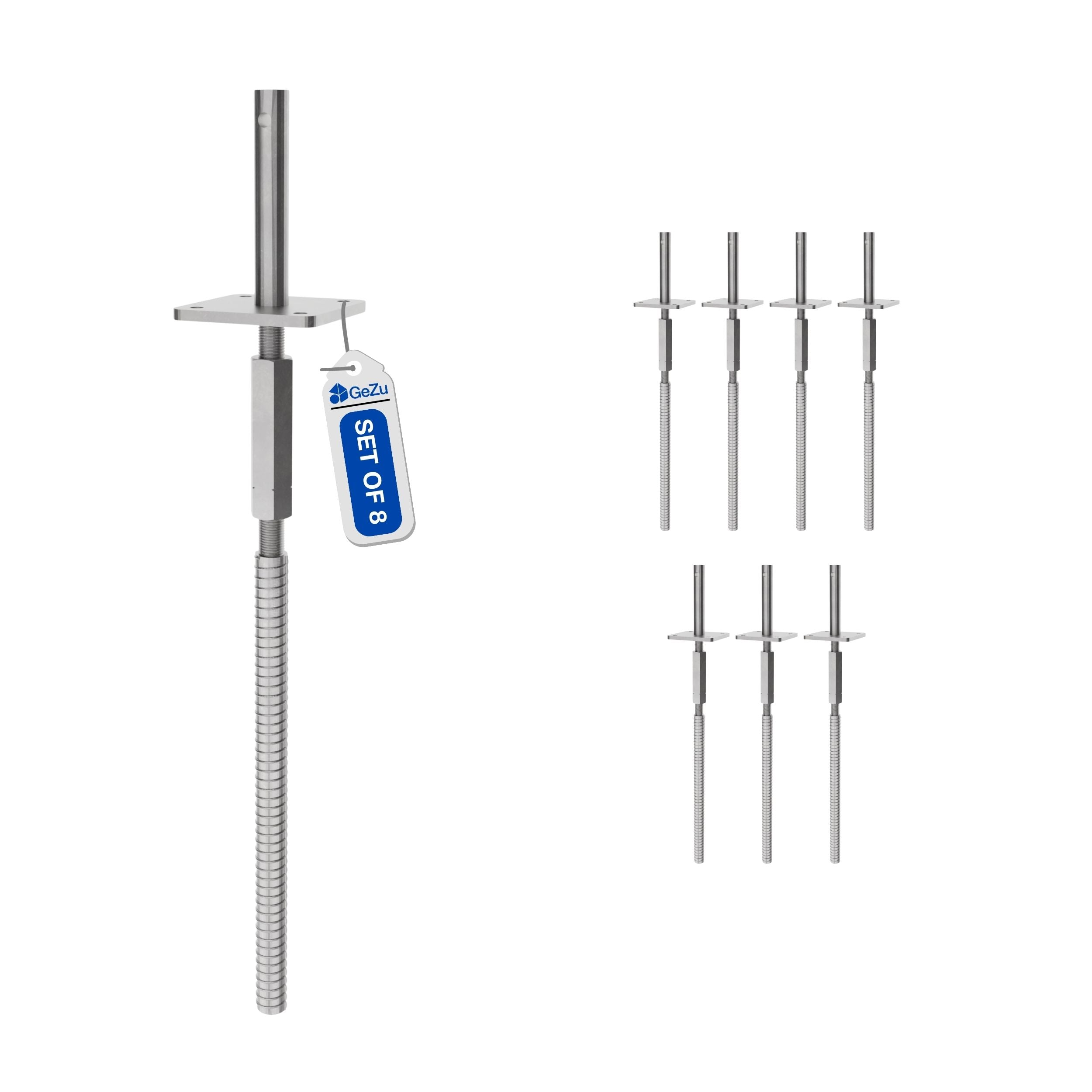 Adjustable T Post Support for Concrete with lock, long nut and lock pin Bundle