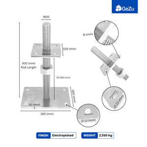 Height-adjustable bolt-down post support for wooden posts, hot-dip galvanised - detail view 18