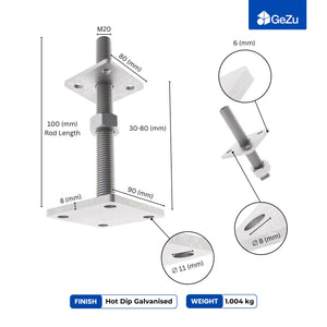 Height-adjustable bolt-down post support for wooden posts, hot-dip galvanised - detail view 10