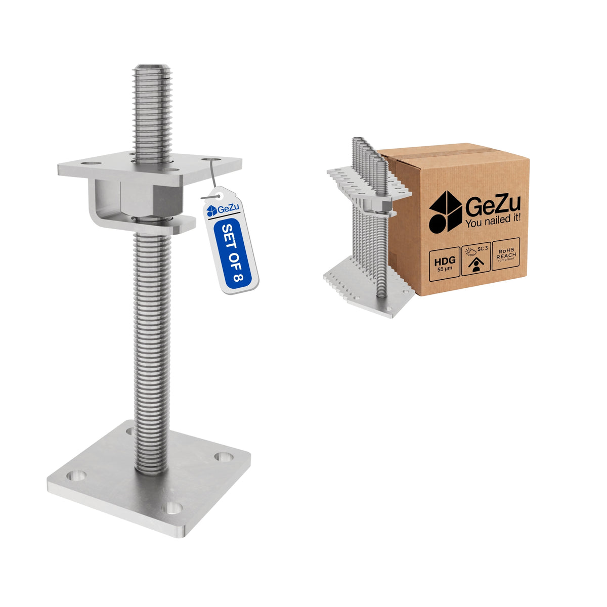 Adjustable height support post - 70 x 70 mm - Gezu Impex