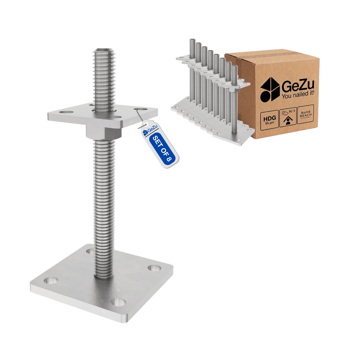 Adjustable height support post - 50 x 50 mm - Gezu Impex