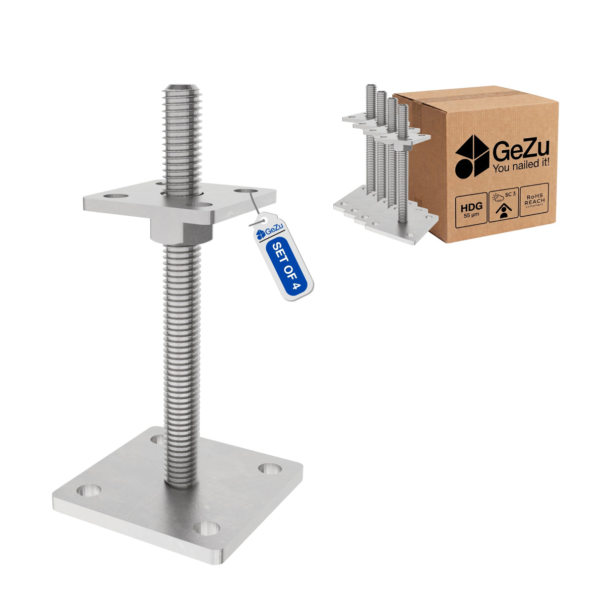 Adjustable height support post - 50 x 50 mm - Gezu Impex