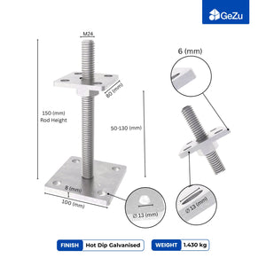 Height-adjustable bolt-down post support for wooden posts - detail view 11