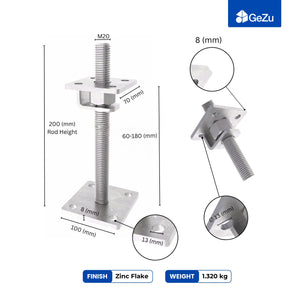 Height-adjustable bolt-down post support with adjustment hook - detail view 6