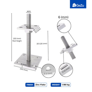 Height-adjustable bolt-down post support for wooden posts - detail view 6