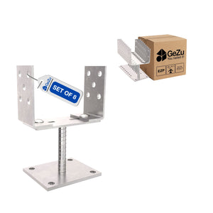 Adjustable Bolt Down U Shape Pergola Post Support Base - 8-pack - Gezu Impex