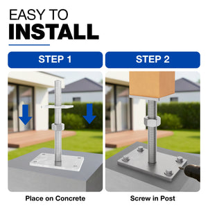 Height adjustable bolt down post support, hot dip galvanised - detail view 23