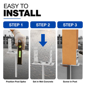 Concrete In U Post Support Holder, Width Adjustable - detail view 3