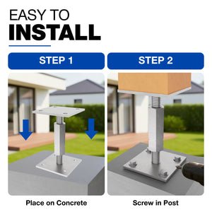 Elevated adjustable bolt-down post base for wooden posts - alternative angle 4