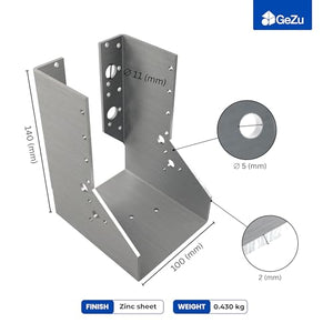 Joist hanger beam shoe type B, internal flange - detail view