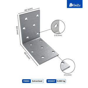 Perforated right angle bracket, pack of 50 - size chart 1