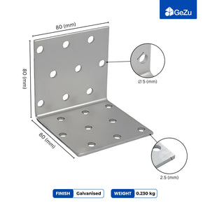 Perforated right angle bracket, pack of 50 - size chart 2
