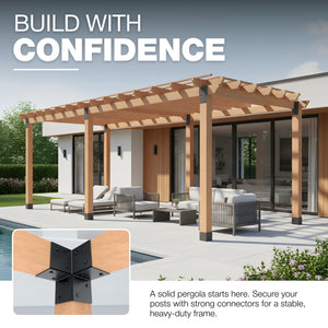 Pergola 3 way corner bracket, open style post connector - detail view 28