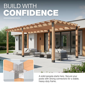 Pergola 3 way corner bracket, open style post connector - detail view 16
