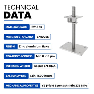 Height-adjustable bolt-down post support with adjustment hook - detail view 26