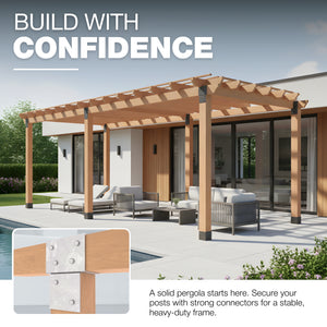 Pergola extension bracket T-piece, open style post connector - detail view 14