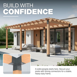 Pergola 3 way corner bracket, open style post connector - detail view 22