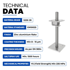 Height-adjustable bolt-down post support with adjustment hook - detail view 18