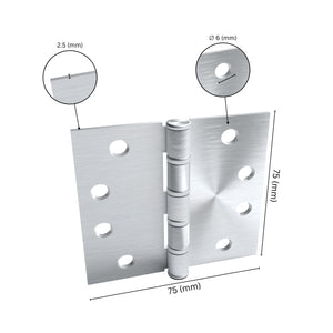 ball bearing hinge with labeled dimensions.