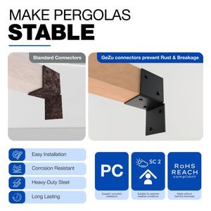 Pergola wall bracket, post connector, open style - detail view 27