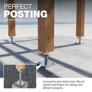 Height-adjustable bolt-down post support with adjustment hook - detail view 19