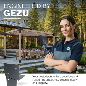 Pergola extension bracket T-piece, open style post connector - detail view 21