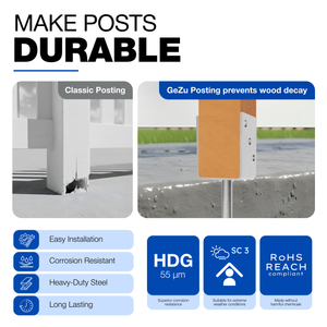 Concrete in U shaped post holder with bent rod - detail view 8