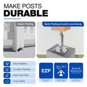Elevated adjustable bolt-down post base for wooden posts - detail view 7