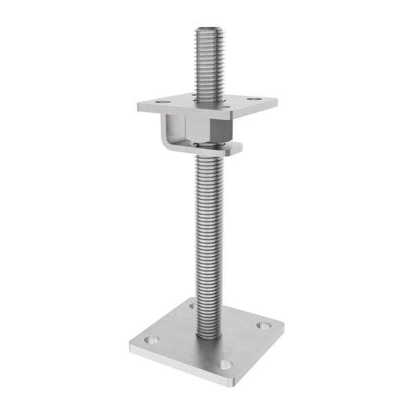 Bolt down height adjustable post support with hook