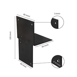 Wood connector T angle bracket with labeled dimensions.